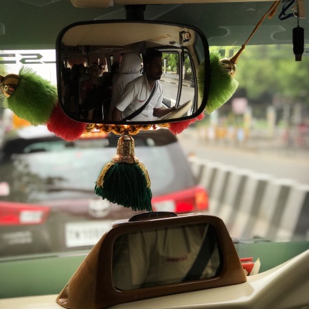 Rear-view mirror in our van